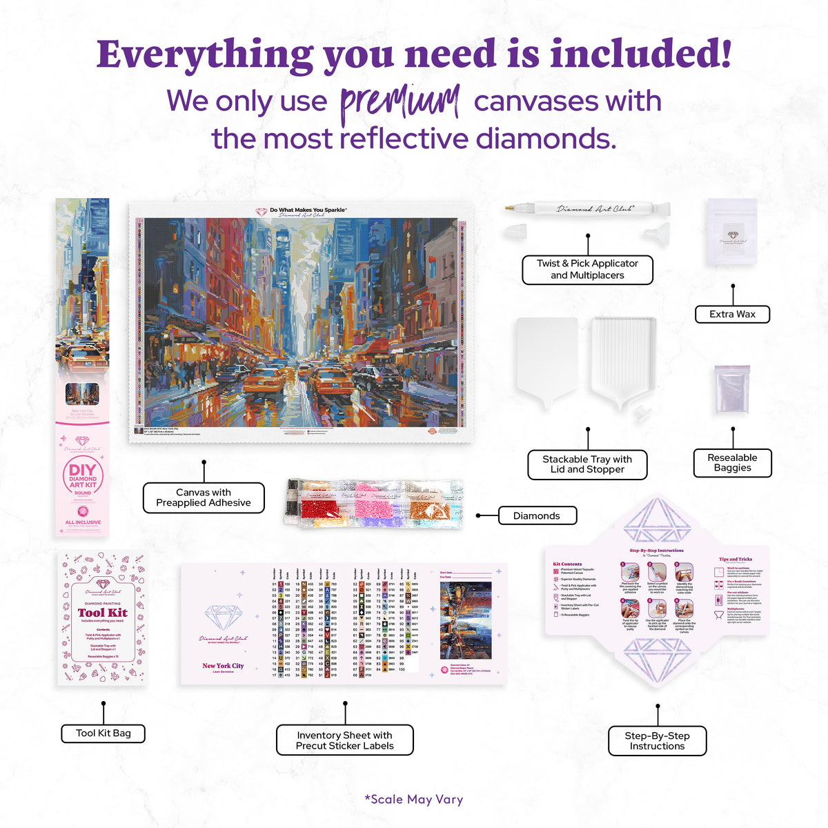 Diamond Painting New York City 33" x 22" (83.7cm x 55.6cm) / Round with 97 Colors including 2 ABs and 3 Fairy Dust Diamonds / 61,408