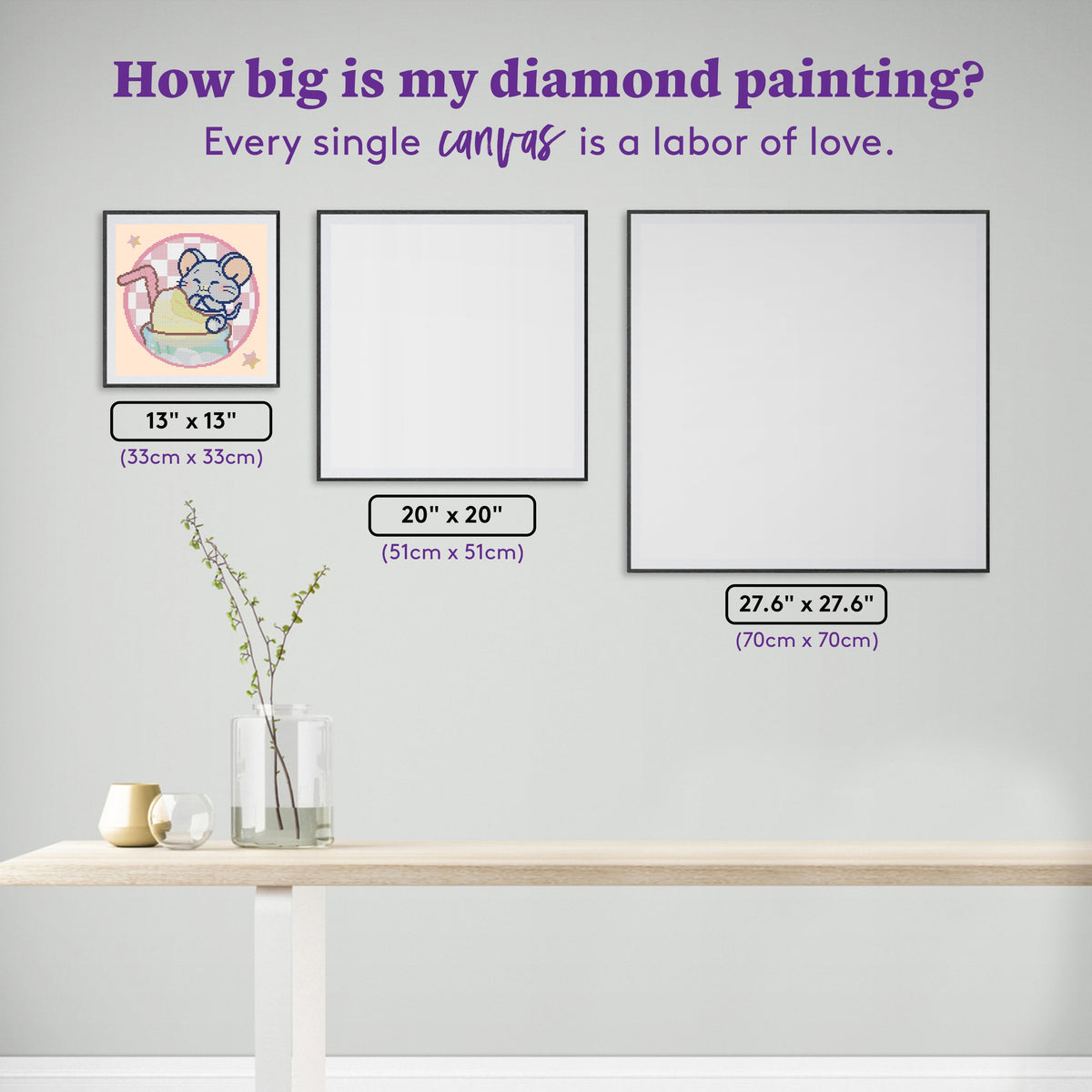 Diamond Painting Nibbles 13" x 13" (33cm x 33cm) / Round With 19 Colors Including 1 AB and 3 Fairy Dust Diamonds / 9,287