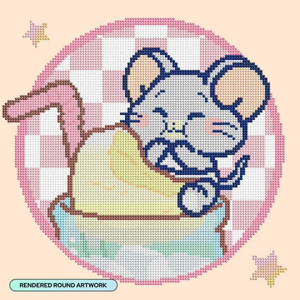 Diamond Painting Nibbles 13" x 13" (33cm x 33cm) / Round With 19 Colors Including 1 AB and 3 Fairy Dust Diamonds / 9,287