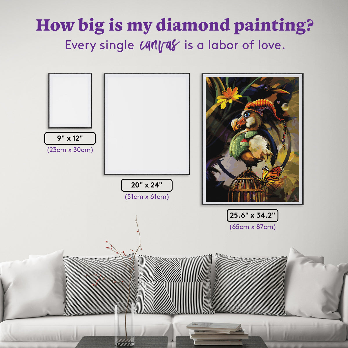 Diamond Painting NIGEL - a very proper Bird 25.6" x 34.2" (65cm x 87cm) / Square with 80 Colors including 4 ABs / 91,089