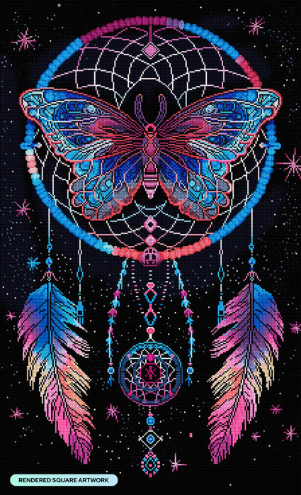 Diamond Painting Night and the Moth Dreamcatcher 22" x 36" (55.8cm x 91.6cm) / Square with 43 Colors including 3 ABs and 2 Fairy Dust Diamonds / 82,432