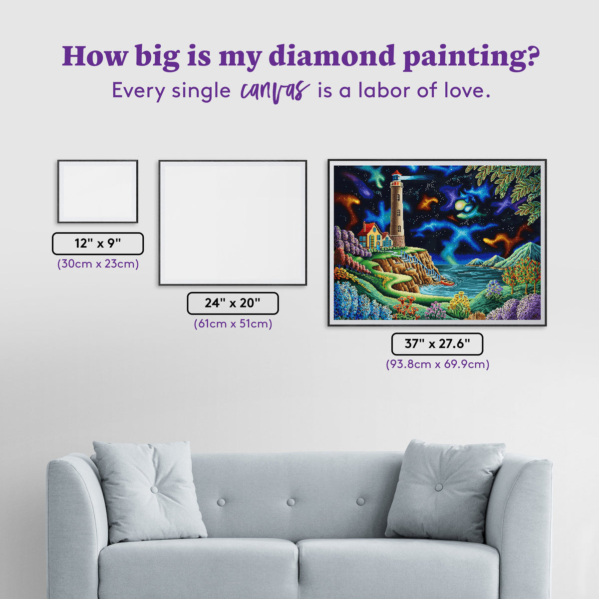 Diamond Painting Night Lights 37" x 27.6" (93.8cm x 69.9cm) / Square with 91 Colors including 3 ABs and 4 Fairy Dust Diamonds / 105,937
