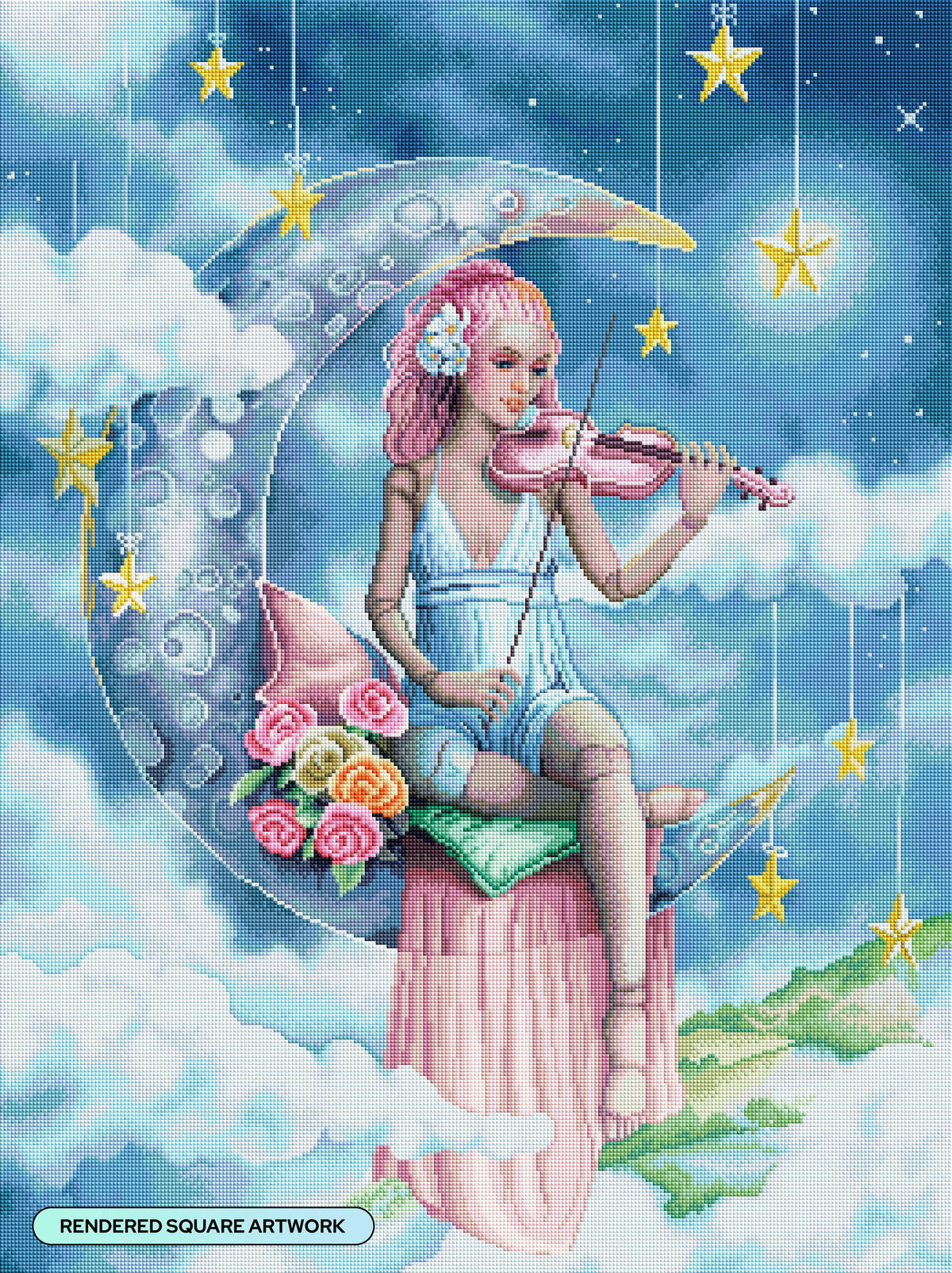 Diamond Painting Night Music 25.6" x 34.3" (65cm x 86.9cm) / Square with 88 Colors including 1 AB and 3 Fairy Dust Diamonds / 91,089