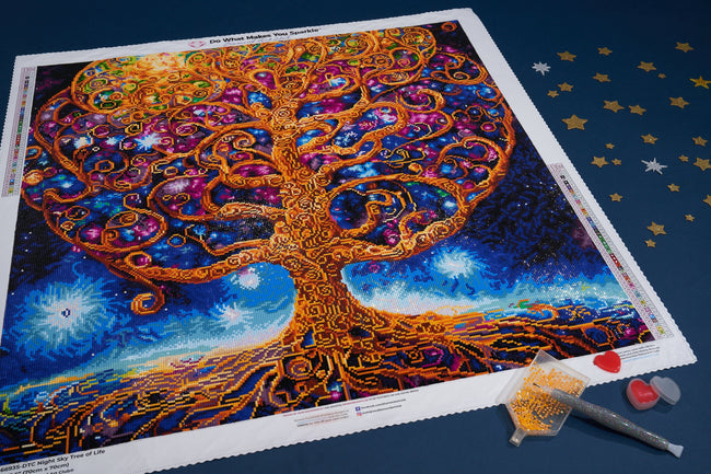 Diamond Painting Night Sky Tree of Life 27.6" x 27.6" (70cm x 70cm) / Square with 53 Colors including 2 ABs and 4 Fairy Dust Diamonds / 78,961