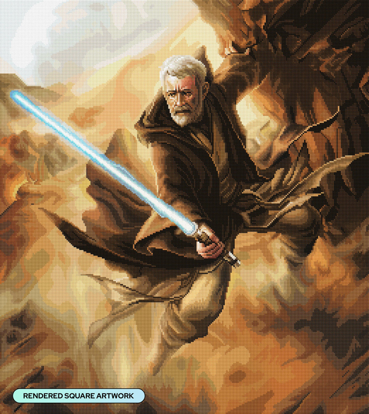 Diamond Painting Obi-Wan Kenobi™ 25.6" x 28.7" (65cm x 73cm) / Square with 59 Colors including 1 Iridescent Diamond and 5 Fairy Dust Diamonds / 76,473