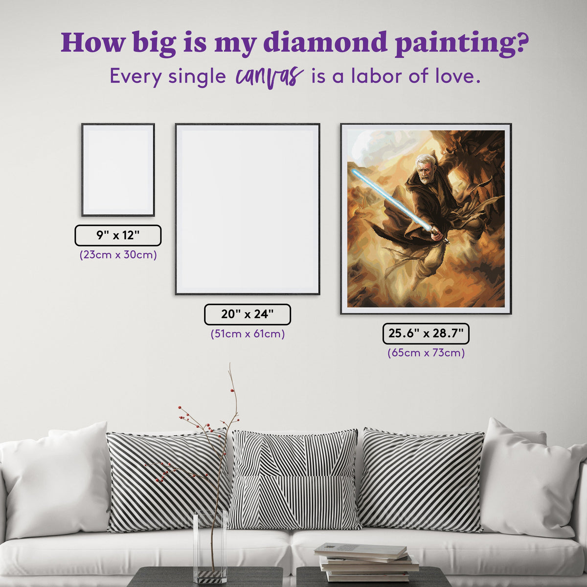 Diamond Painting Obi-Wan Kenobi™ 25.6" x 28.7" (65cm x 73cm) / Square with 59 Colors including 1 Iridescent Diamond and 5 Fairy Dust Diamonds / 76,473