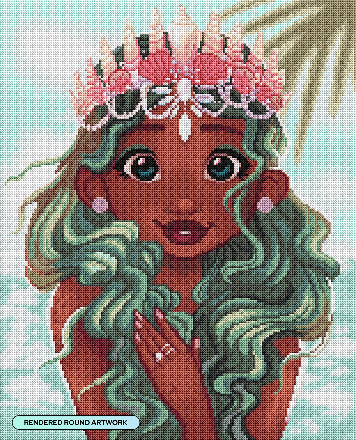 Diamond Painting Ocean Breeze 17" x 21" (42.7cm x 52.8cm) / Round with 50 Colors including 2 ABs and 1 Iridescent Diamond and 5 Fairy Dust Diamonds / 29,760