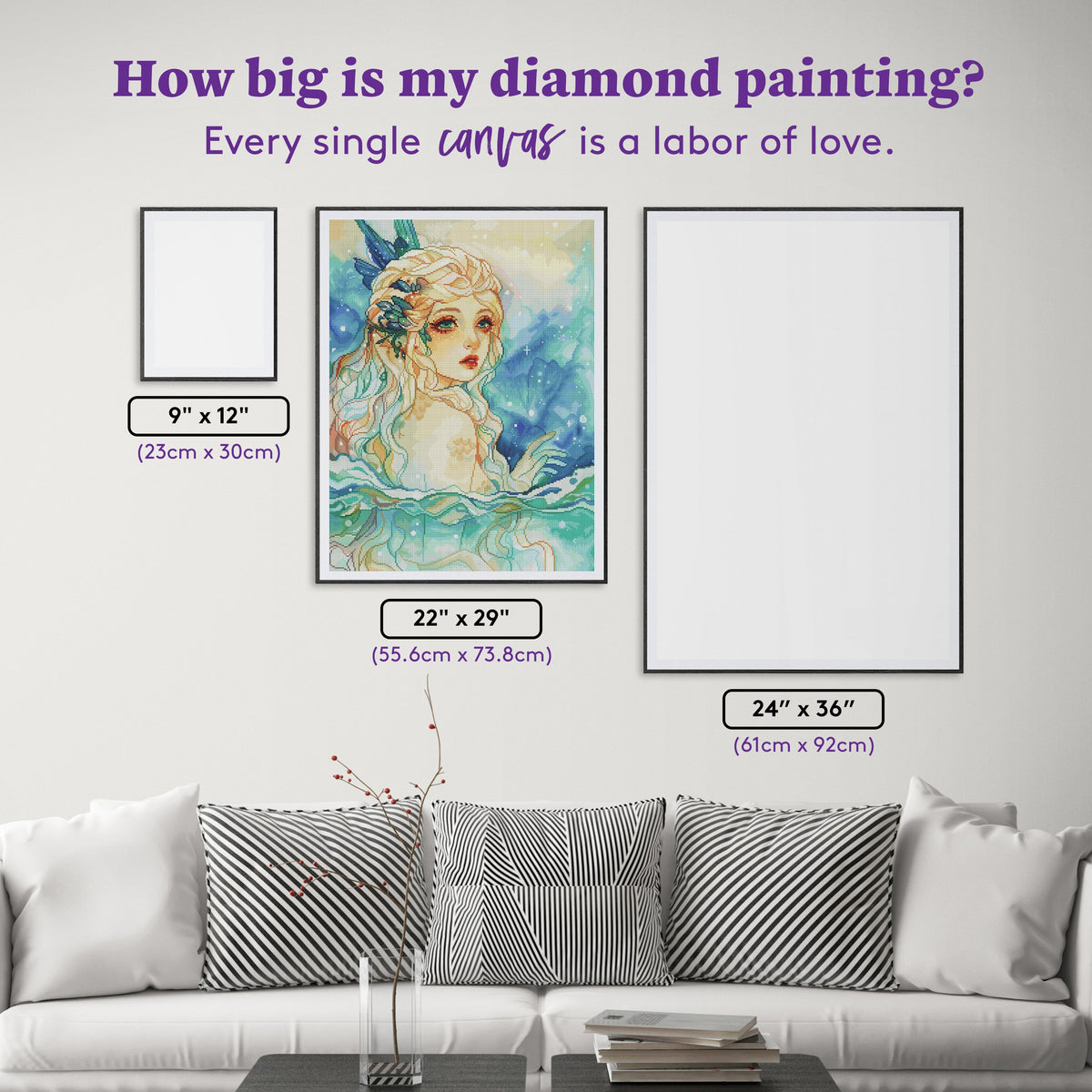 Diamond Painting Ocean Eyes 22" x 29" (55.6cm x 73.8cm) / Round with 96 Colors including 1 AB and 3 Fairy Dust Diamonds / 54,136