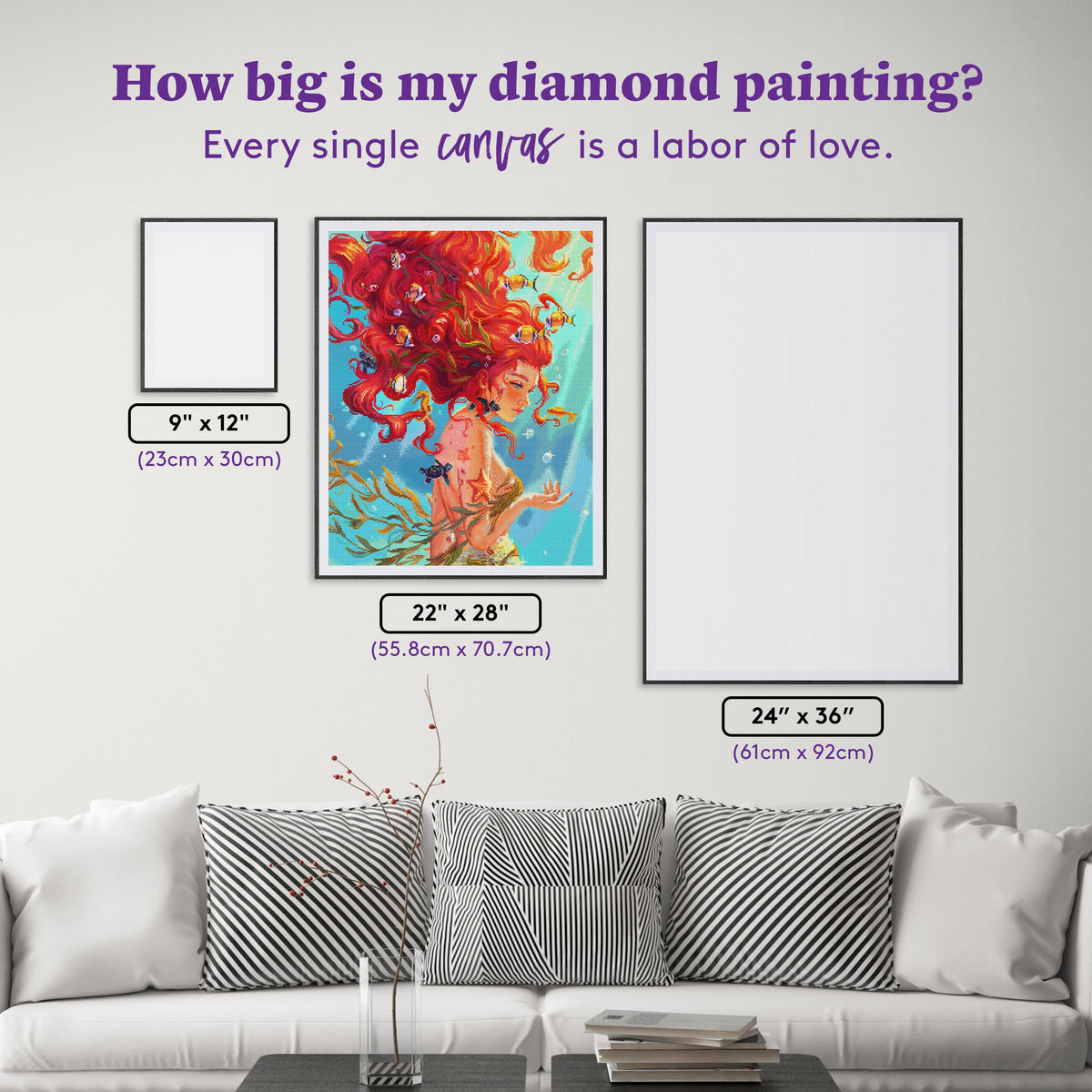 Diamond Painting Ocean Habitat 22" x 28" (55.8cm x 70.7cm) / Square with 82 Colors including 2 ABs and 4 Fairy Dust Diamonds / 63,616