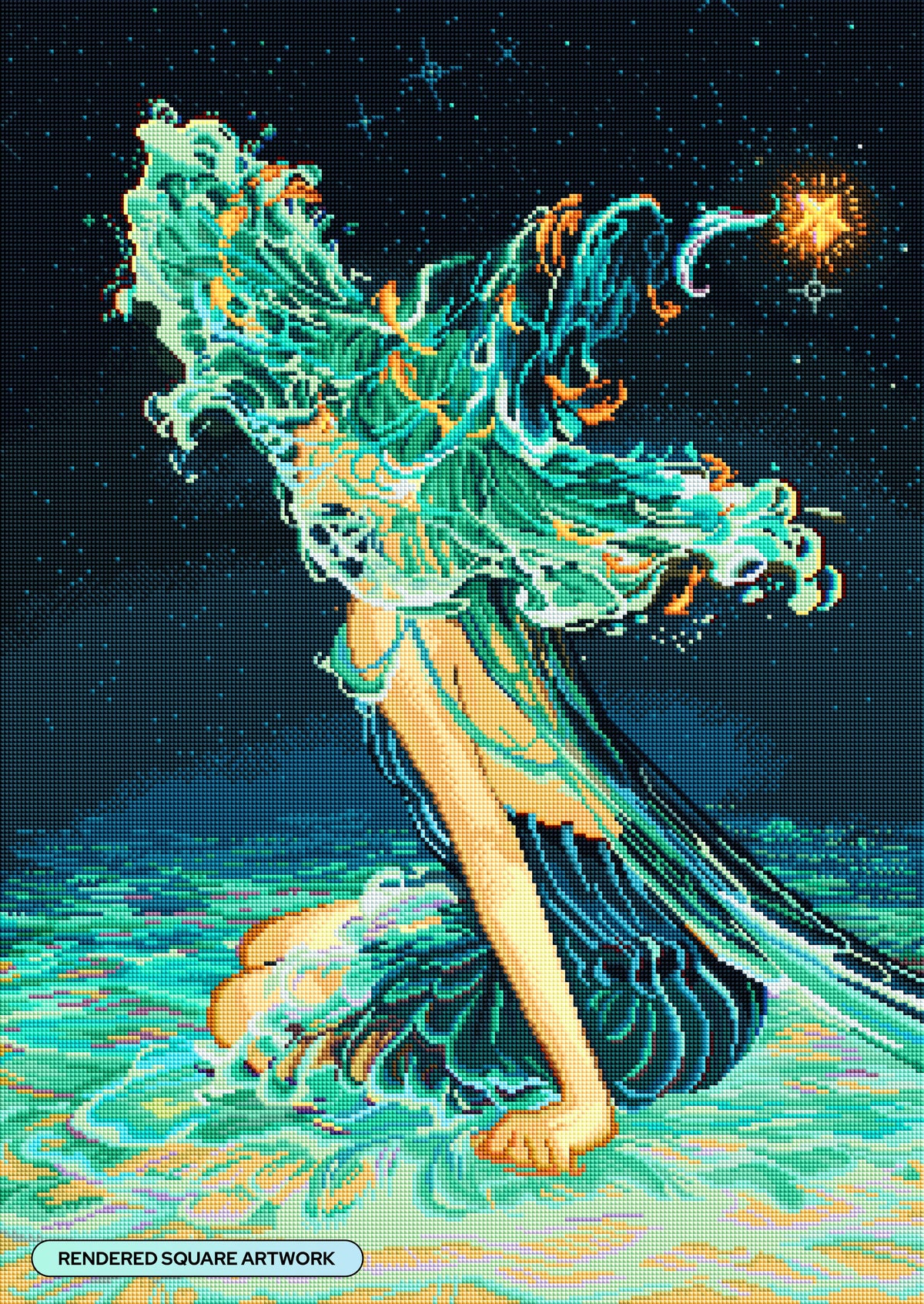 Diamond Painting Ocean Hat 22" x 31" (55.8cm x 78.7cm) / Square with 74 Colors including 2 ABs and 1 Iridescent Diamond and 2 Fairy Dust Diamonds / 70,784