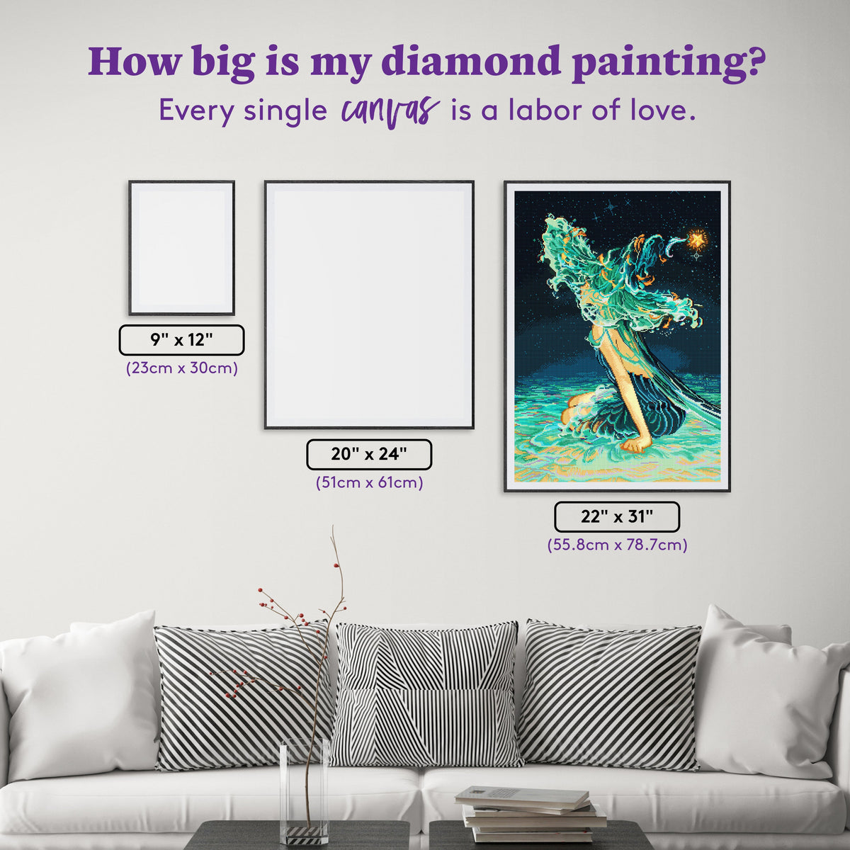 Diamond Painting Ocean Hat 22" x 31" (55.8cm x 78.7cm) / Square with 74 Colors including 2 ABs and 1 Iridescent Diamond and 2 Fairy Dust Diamonds / 70,784