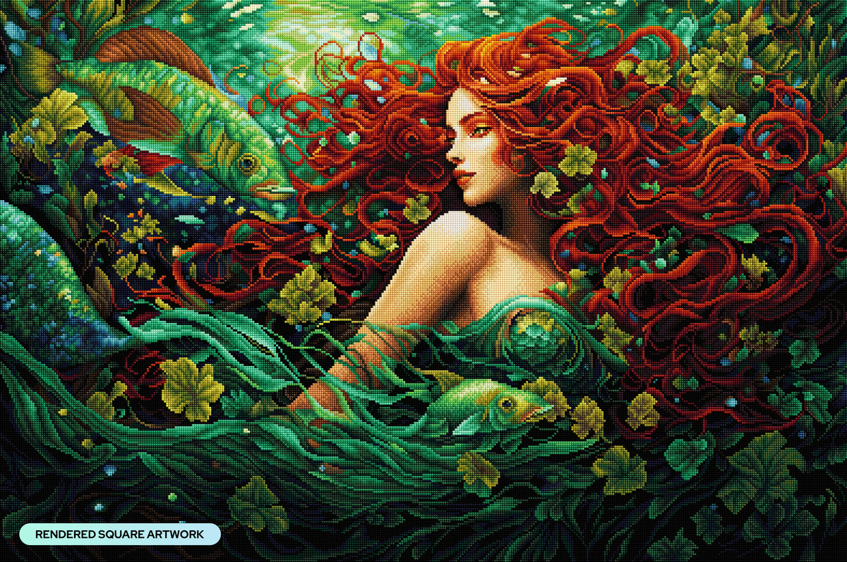 Diamond Painting Ocean Queen 38.6" x 25.6" (97.8cm x 65cm) / Square with 56 Colors including 4 ABs and 3 Fairy Dust Diamonds / 102,573