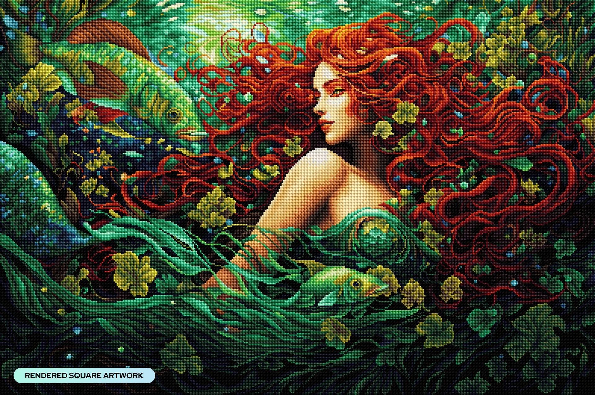 Diamond Painting Ocean Queen 38.6" x 25.6" (97.8cm x 65cm) / Square with 56 Colors including 4 ABs and 3 Fairy Dust Diamonds / 102,573