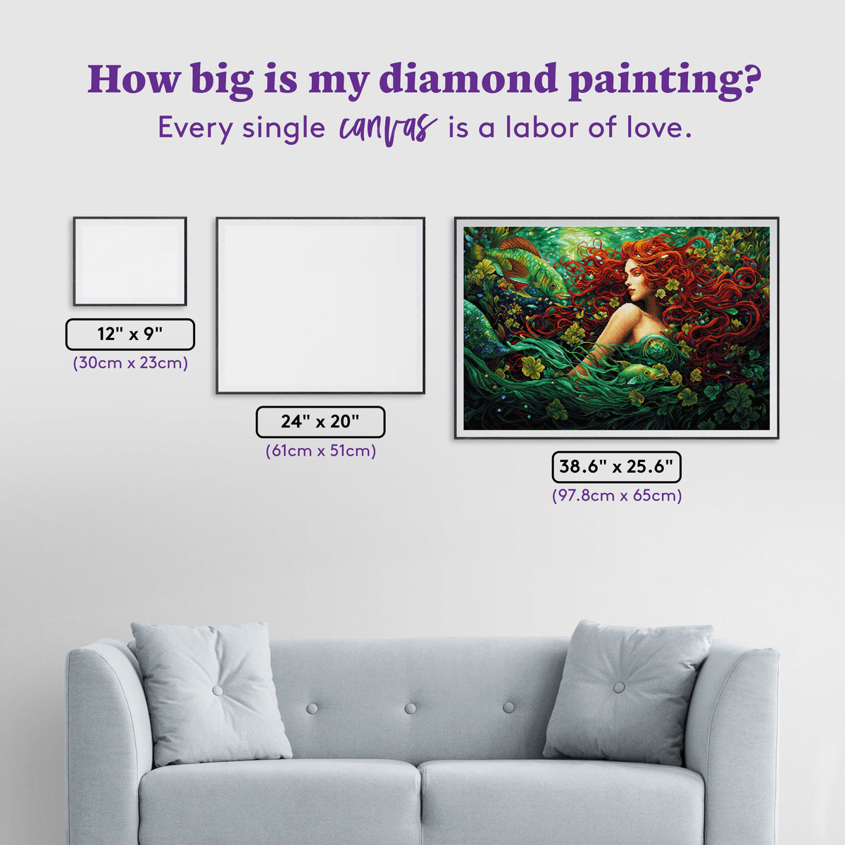 Diamond Painting Ocean Queen 38.6" x 25.6" (97.8cm x 65cm) / Square with 56 Colors including 4 ABs and 3 Fairy Dust Diamonds / 102,573