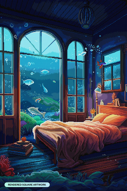 Diamond Painting Oceanic Sanctuary 27.6" x 41.3" (69.9cm x 104.8cm) / Square with 55 Colors including 3 ABs and 4 Fairy Dust Diamonds / 118,301