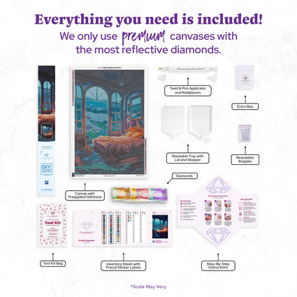 Diamond Painting Oceanic Sanctuary 27.6" x 41.3" (69.9cm x 104.8cm) / Square with 55 Colors including 3 ABs and 4 Fairy Dust Diamonds / 118,301