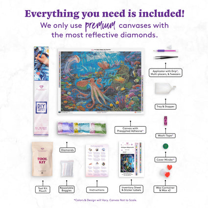 Diamond Painting Octopus Shipwreck 37" x 27.6" (94cm x 70cm) / Square with 64 Colors including 4 ABs and 2 Fairy Dust Diamonds / 105,937