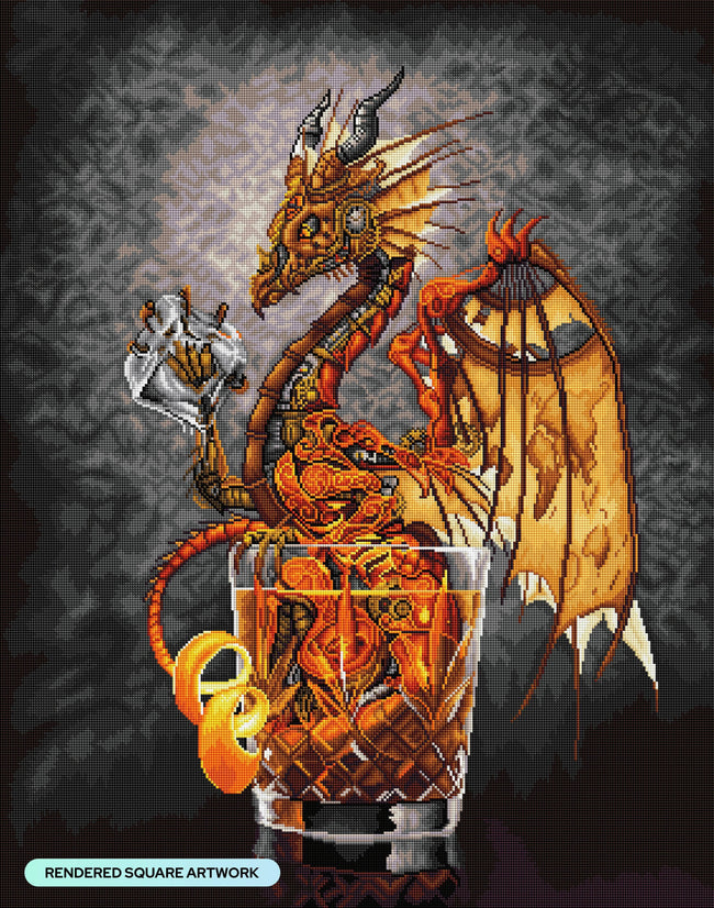 Diamond Painting Old Fashioned Dragon 27.6" x 35" (70cm x 89cm) / Square with 43 Colors including 3 ABs and 1 Electro Diamonds and 1 Fairy Dust Diamonds and 1 Iridescent Diamonds / 100,317