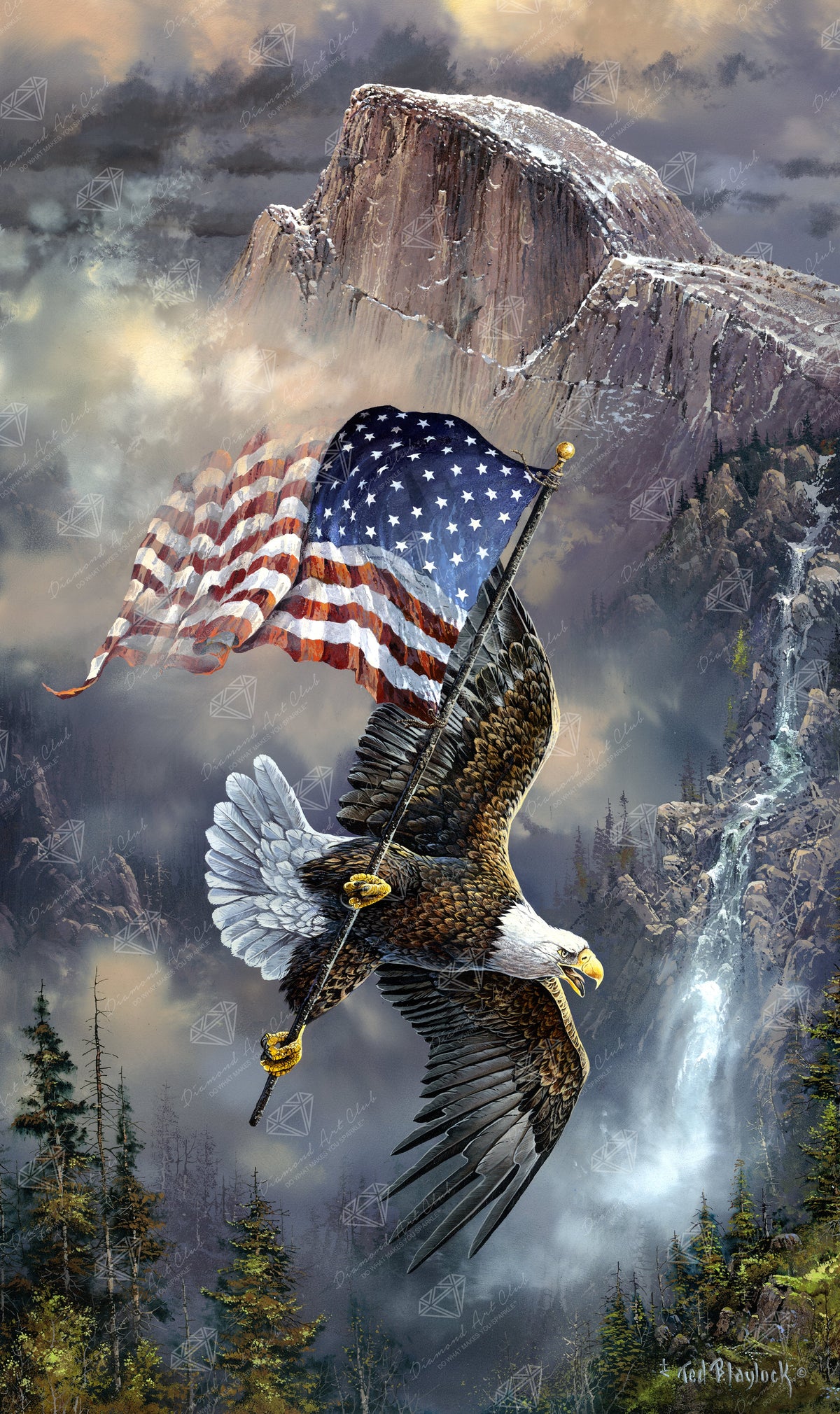 Diamond Painting Old Glory at Half Dome 27.6" x 46.5" (69.9cm x 117.7cm) / Square with 60 Colors including 1 AB and 4 Fairy Dust Diamonds / 132,913