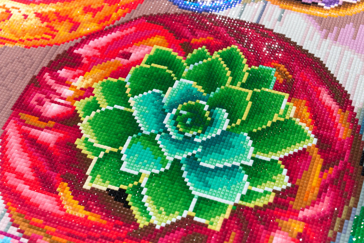 Diamond Painting Old Tucson Pottery Garden 36.6" x 27.6" (92.8cm x 69.9cm) / Square with 66 Colors including 3 ABs and 5 Fairy Dust Diamonds / 104,813