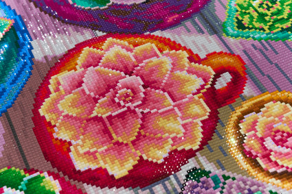 Diamond Painting Old Tucson Pottery Garden 36.6" x 27.6" (92.8cm x 69.9cm) / Square with 66 Colors including 3 ABs and 5 Fairy Dust Diamonds / 104,813