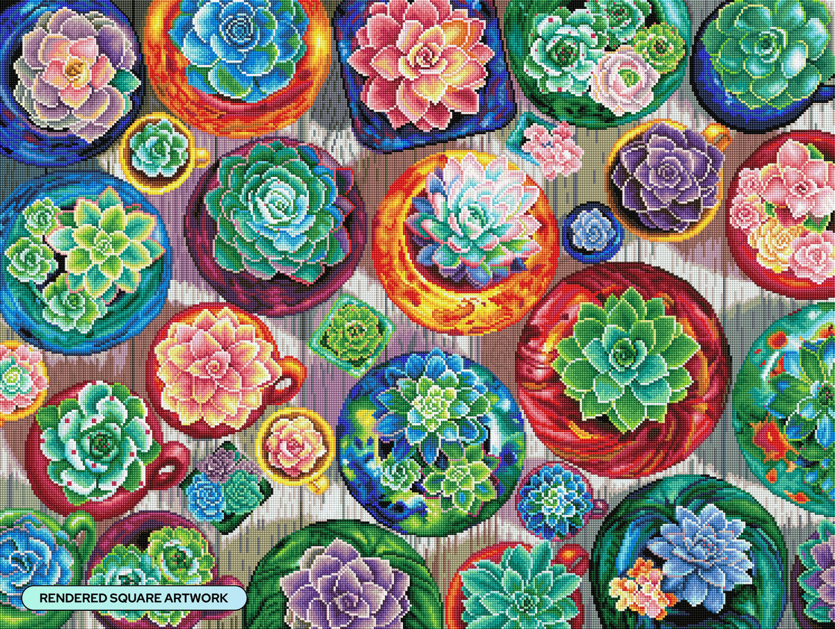 Diamond Painting Old Tucson Pottery Garden 36.6" x 27.6" (92.8cm x 69.9cm) / Square with 66 Colors including 3 ABs and 5 Fairy Dust Diamonds / 104,813
