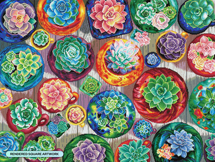 Diamond Painting Old Tucson Pottery Garden 36.6" x 27.6" (92.8cm x 69.9cm) / Square with 66 Colors including 3 ABs and 5 Fairy Dust Diamonds / 104,813