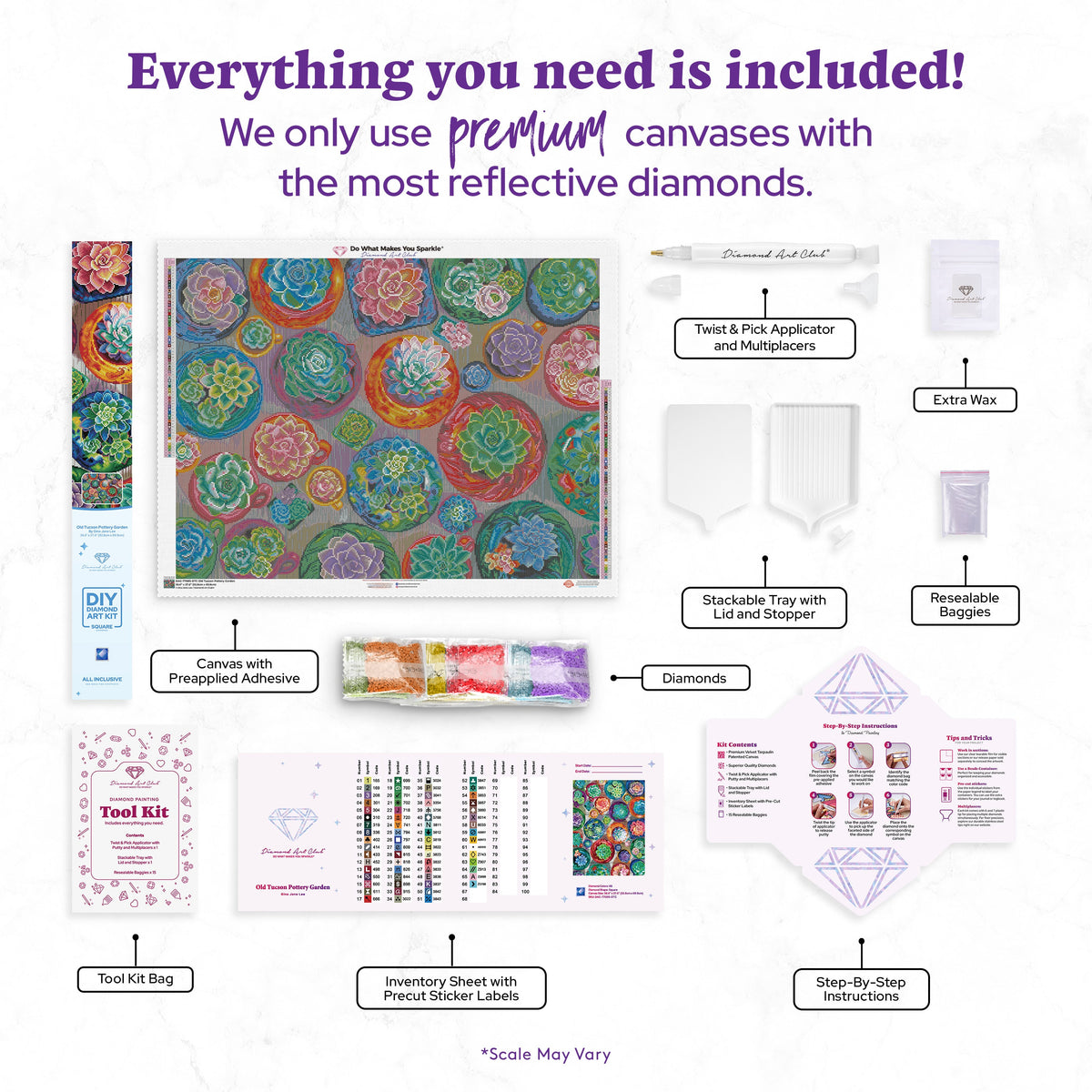 Diamond Painting Old Tucson Pottery Garden 36.6" x 27.6" (92.8cm x 69.9cm) / Square with 66 Colors including 3 ABs and 5 Fairy Dust Diamonds / 104,813