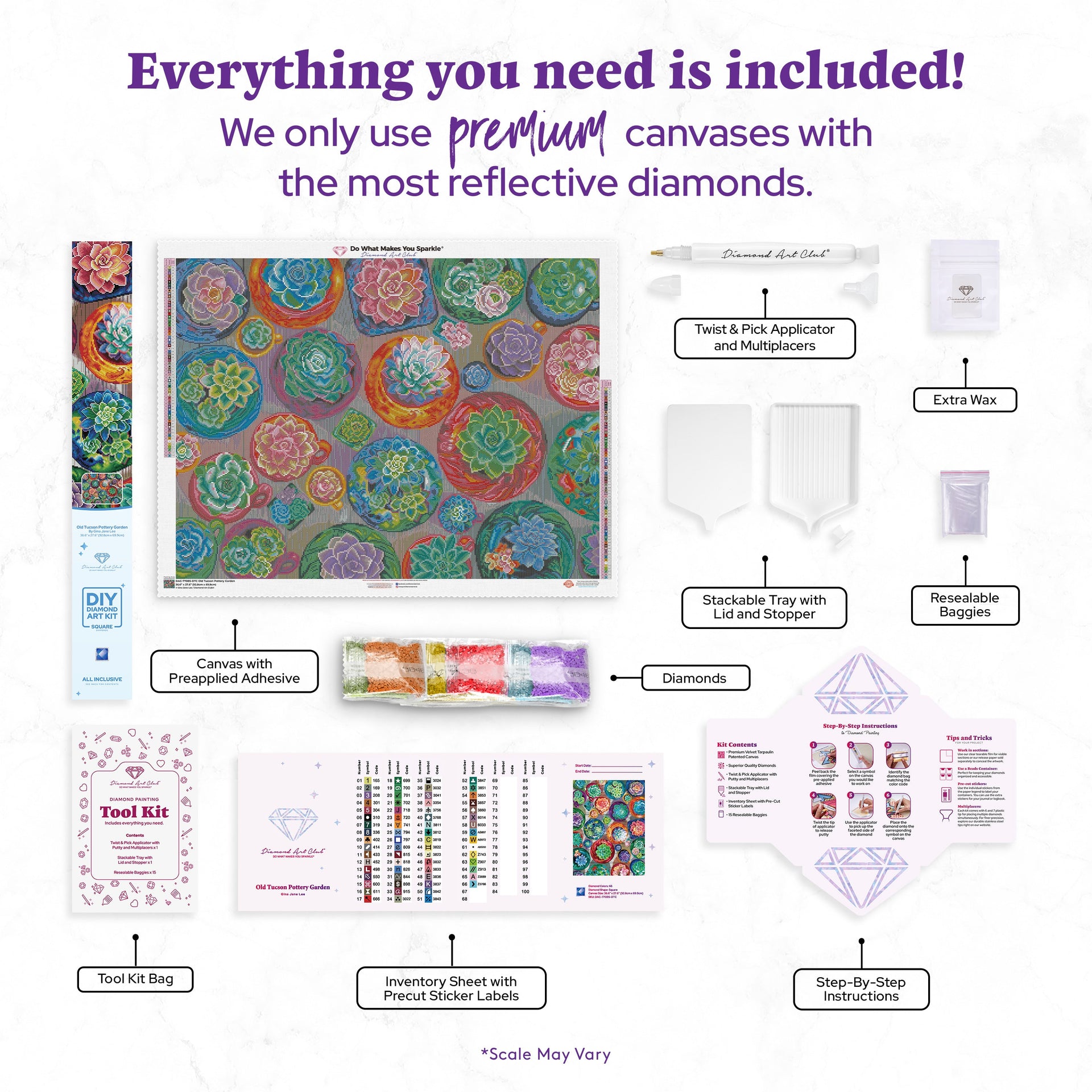 Diamond Painting Old Tucson Pottery Garden 36.6" x 27.6" (92.8cm x 69.9cm) / Square with 66 Colors including 3 ABs and 5 Fairy Dust Diamonds / 104,813