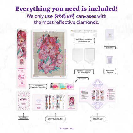 Diamond Painting Oleander 22" x 31" (55.6cm x 78.7cm) / Round with 74 Colors including 3 ABs and 3 Fairy Dust Diamonds / 57,772