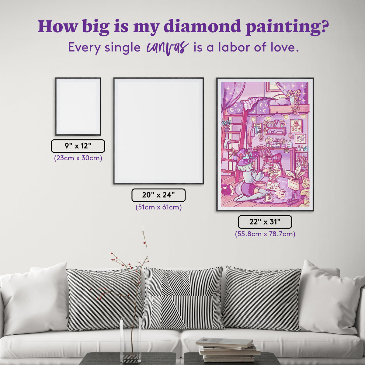 Diamond Painting Olivia's Room 22" x 31" (55.8cm x 78.7cm) / Square with 48 Colors including 1 Iridescent Diamond and 6 Fairy Dust Diamonds / 70,784