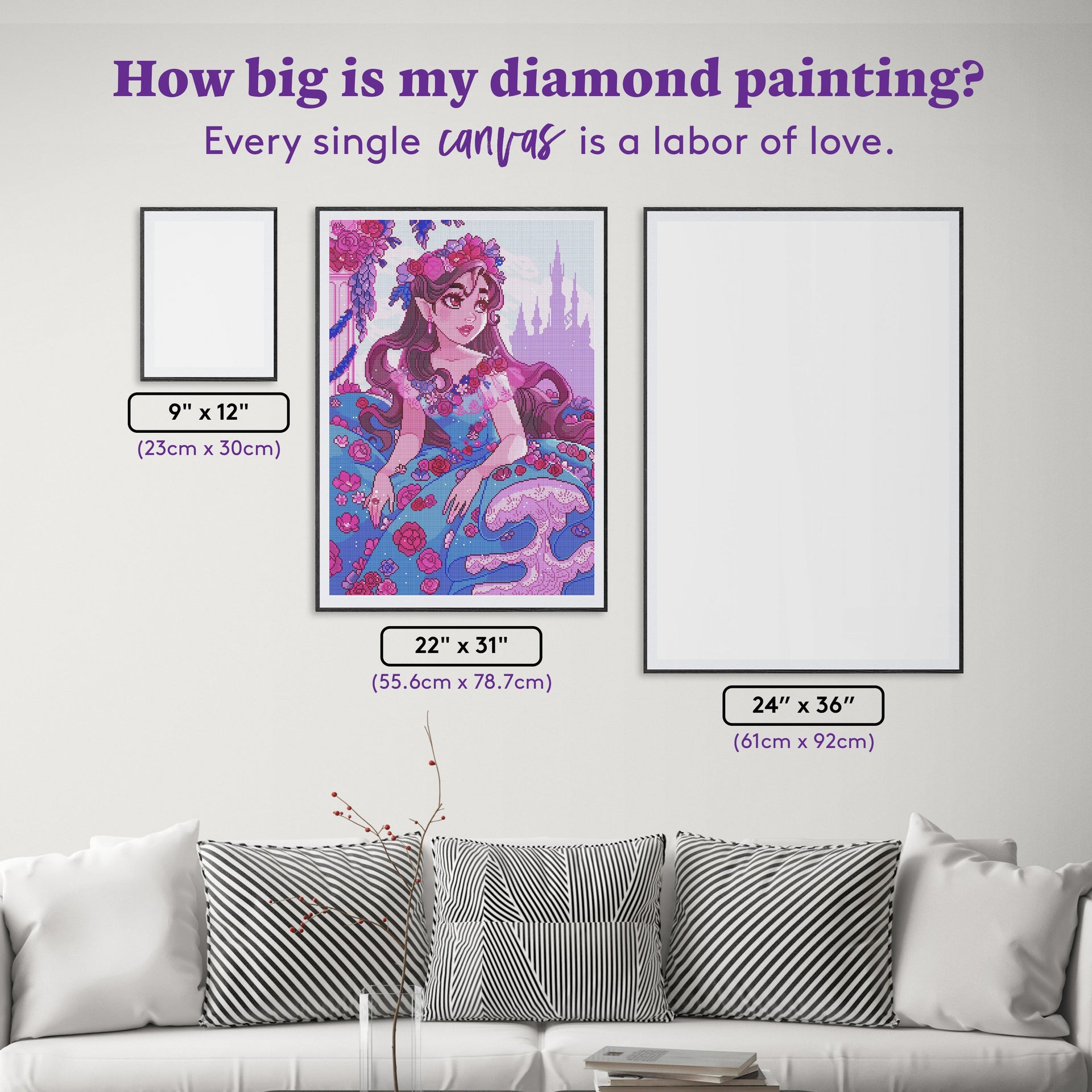 Diamond Painting Once Upon a Fairytale 22" x 31" (55.6cm x 78.7cm) / Round with 45 Colors including 1 AB and 1 Iridescent Diamond and 1 Frosted Diamond and 1 Fairy Dust Diamond / 57,772