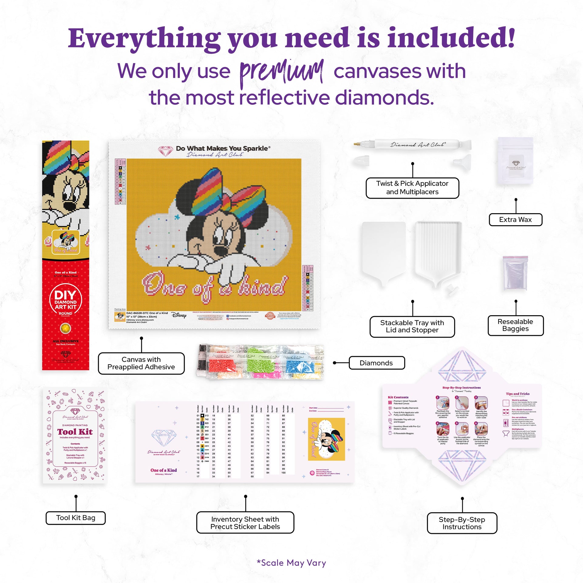 Diamond Painting One of a Kind 15" x 13" (38cm x 33cm) / Round with 13 Colors including 2 ABs and 3 Fairy Dust Diamonds / 16,560