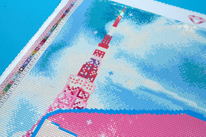 Diamond Painting Onigiri Vending and Tokyo Tower 25.6" x 35.8" (65cm x 90.8cm) / Square with 77 Colors including 4 ABs and 4 Fairy Dust Diamonds / 95,265