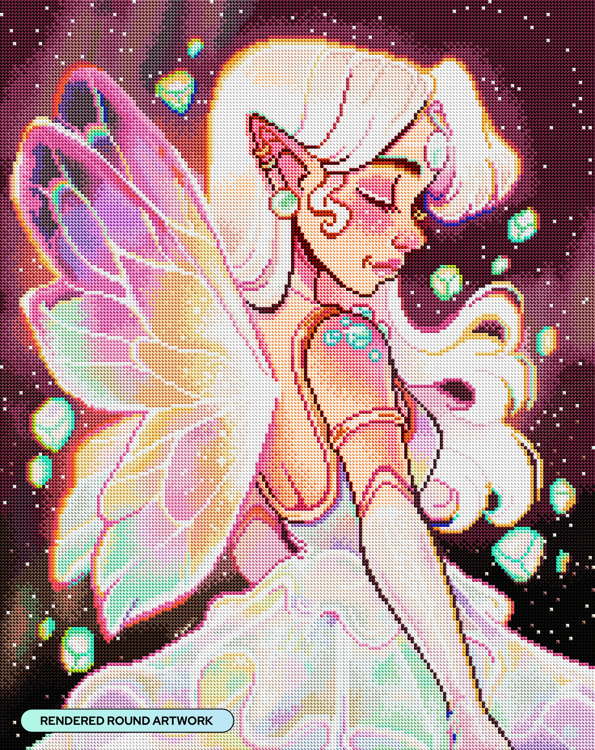 Diamond Painting Opal Fairy 20" x 25" (50.6cm x 63.8cm) / Round With 72 Colors Including 3 ABs and 5 Fairy Dust Diamonds / 42,688