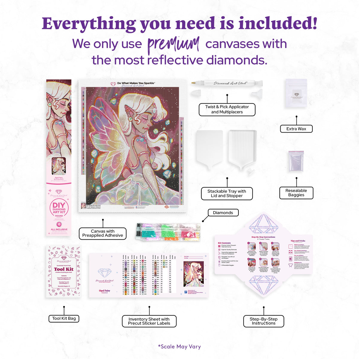 Diamond Painting Opal Fairy 20" x 25" (50.6cm x 63.8cm) / Round With 72 Colors Including 3 ABs and 5 Fairy Dust Diamonds / 42,688