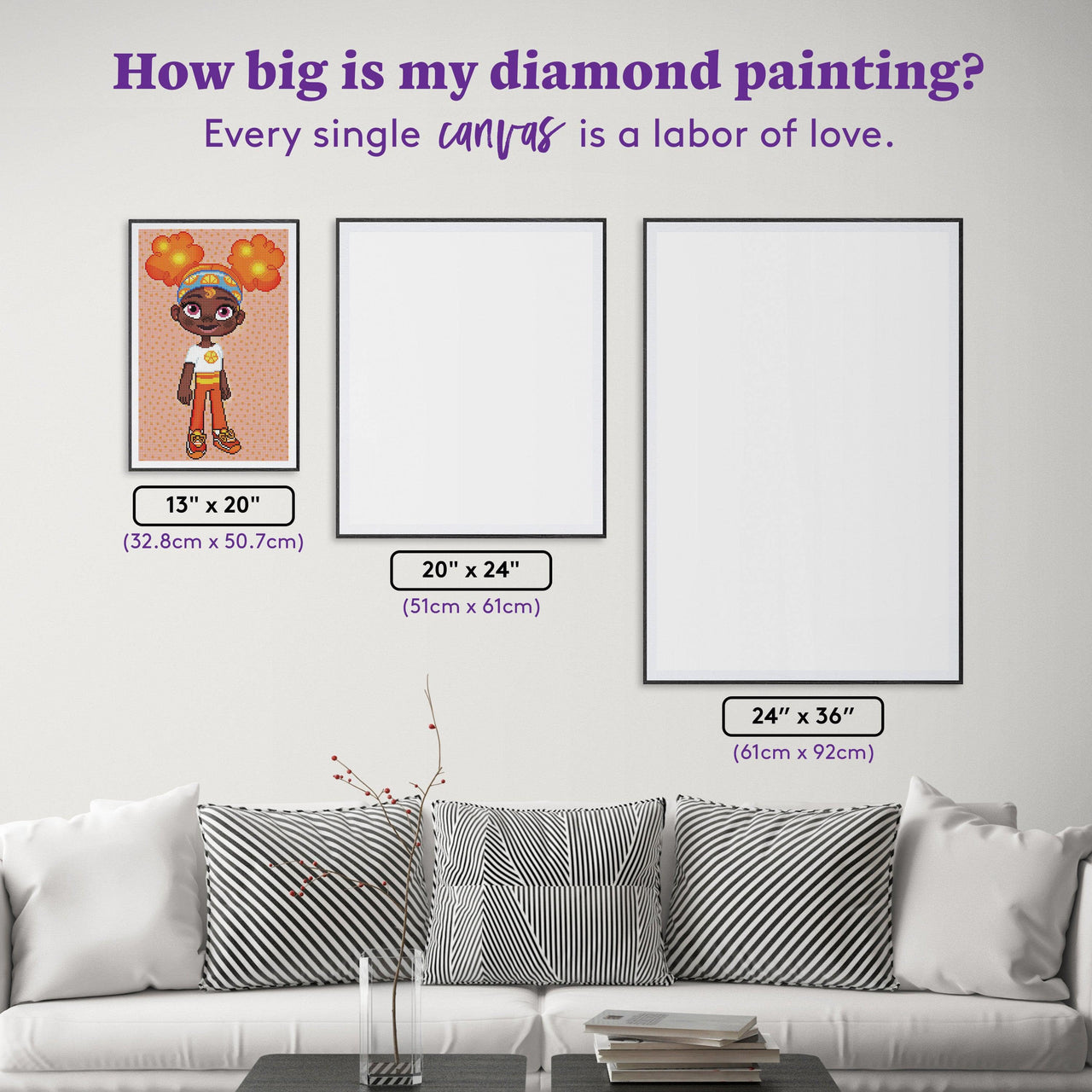 Diamond Painting Orange Blossom 13" x 20" (32.8cm x 50.7cm) / Round with 20 Colors including 1 AB Diamonds and 1 Fairy Dust Diamonds / 21,177