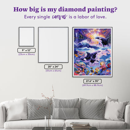 Diamond Painting Orca Sunset 27.6" x 35" (69.9cm x 88.9cm) / Square with 77 Colors including 2 ABs and 4 Fairy Dust Diamonds / 100,317