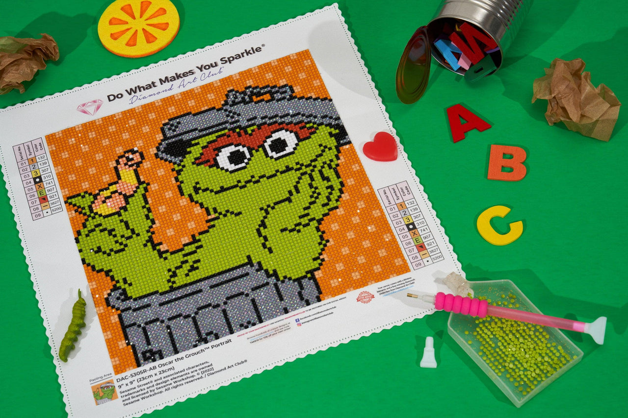 Diamond Painting Oscar the Grouch™ Portrait 9" x 9" (23cm x 23cm) / Round with 9 Colors including 2 ABs / 6,561