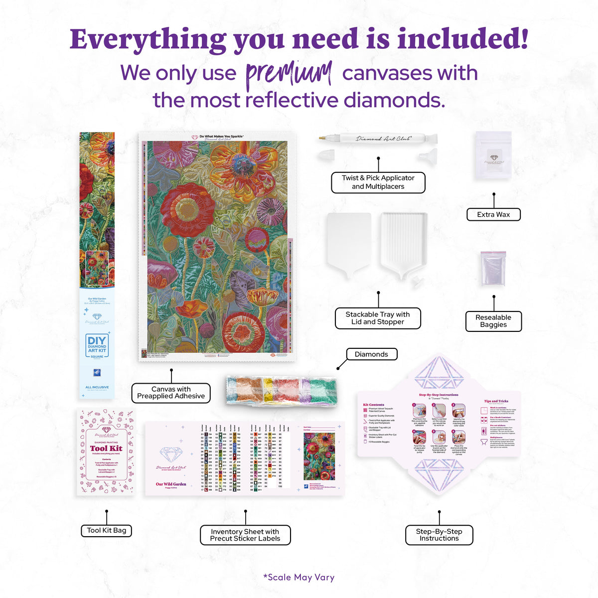 Diamond Painting Our Wild Garden 25.6" x 38.6" (65cm x 97.8cm) / Square with 81 Colors including 4 ABs and 2 Fairy Dust Diamonds / 102,573