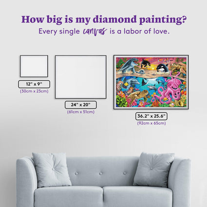 Diamond Painting Over & Under 36.2" x 25.6" (92cm x 65cm) / Square with 67 Colors including 3 ABs and 1 Fairy Dust Diamonds / 96,309