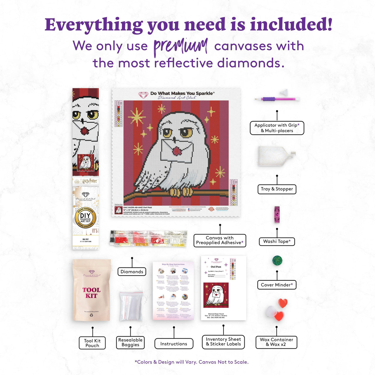 Diamond Painting Owl Post  - Holiday Market 13" x 13" (32.8cm x 32.8cm) / Round With 10 Colors Including 1 AB and 1 Electro Diamond / 13,689