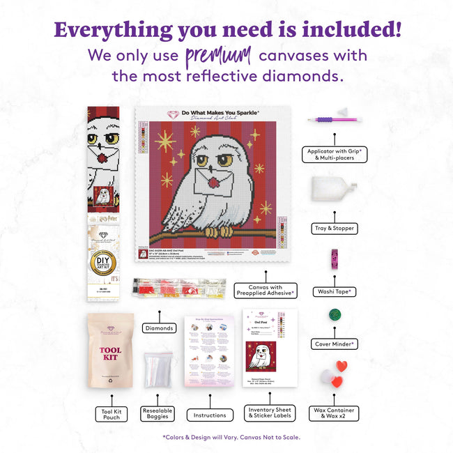 Diamond Painting Owl Post  - Holiday Market 13" x 13" (32.8cm x 32.8cm) / Round With 10 Colors Including 1 AB and 1 Electro Diamond / 13,689