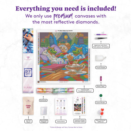 Diamond Painting Pajama Time 25.6" x 25.6" (65cm x 65cm) / Square with 66 Colors including 5 ABs / 68,120