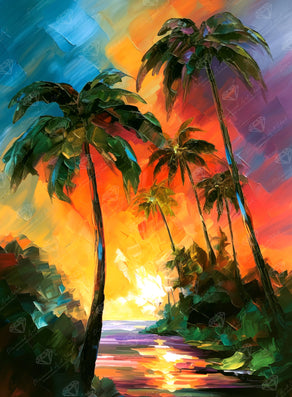 Diamond Painting Palm Paradise 20" x 27" (50.7cm x 68.9cm) / Round with 73 Colors including 3 ABs and 2 Fairy Dust Diamonds / 44,526