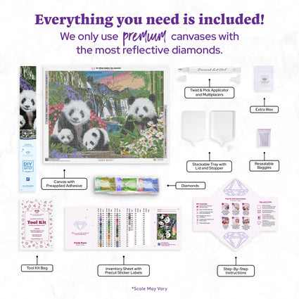 Diamond Painting Panda Bears 33.8" x 25.6" (86cm x 65cm) / Square with 60 Colors including 2 ABs and 2 Fairy Dust Diamonds / 90,045