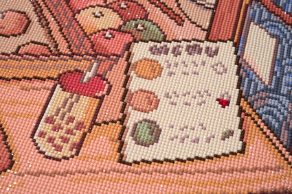 Diamond Painting Panda Cafe 29" x 22" (73.5cm x 55.6cm) / Round With 46 Colors Including 2 ABs and 3 Fairy Dust Diamonds / 53,934