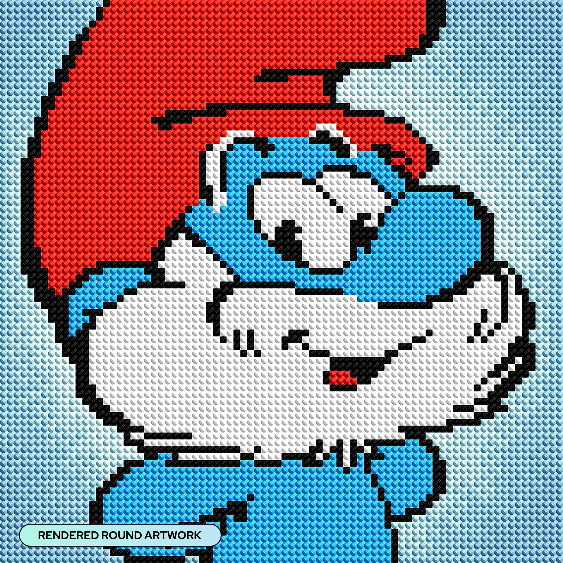 Diamond Painting Papa Smurf 9" x 9" (23cm x 23cm) / Round with 9 Colors including 1 Glow In The Dark Diamond and 1 Fairy Dust Diamond / 6,724