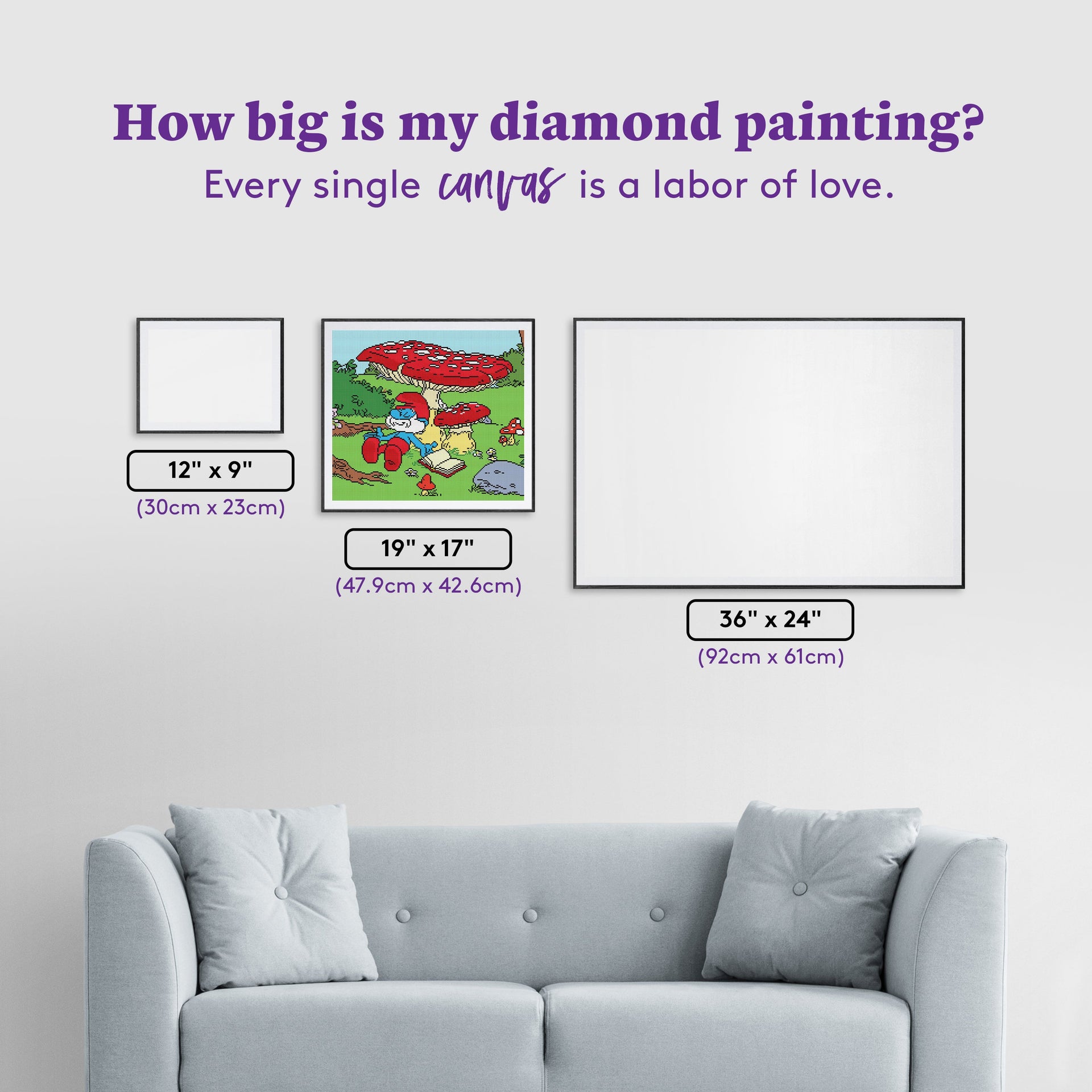 Diamond Painting Papa Smurf™ Napping 19" x 17" (47.9cm x 42.6cm) / Round with 18 Colors including 4 ABs and 1 Fairy Dust Diamond / 25,992