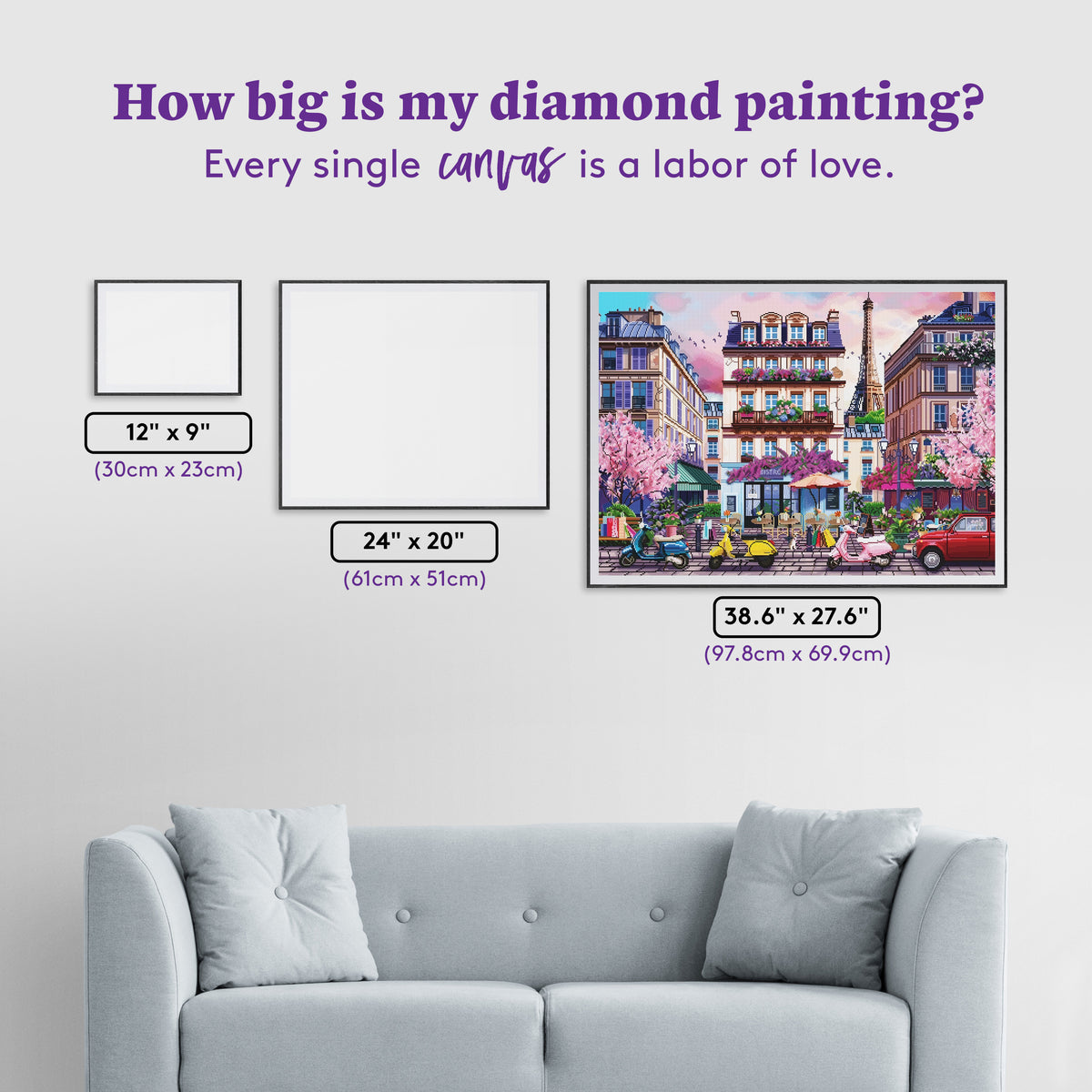 Diamond Painting Paris Shopping District 38.6" x 27.6" (97.8cm x 69.9cm) / Square with 91 Colors including 3 ABs and 3 Fairy Dust Diamonds / 110,433
